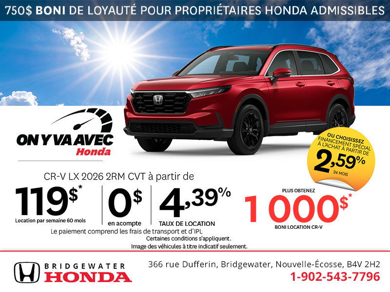 Obtenez la Honda CR-V 2026 !