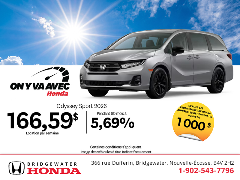 Obtenez la Honda Odyssey 2026 !