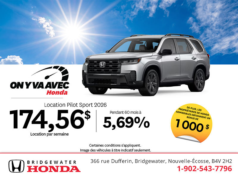 Obtenez la Honda Pilot 2026 !