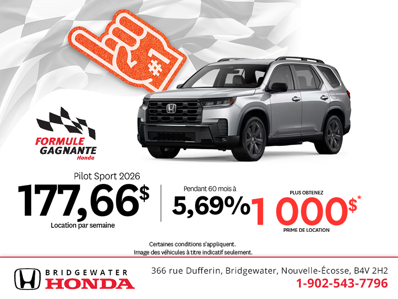 Obtenez la Honda Pilot 2026 !