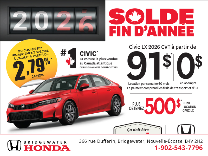 Obtenez la Honda Civic 2026!