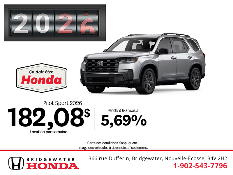 Obtenez la Honda Pilot 2026 !