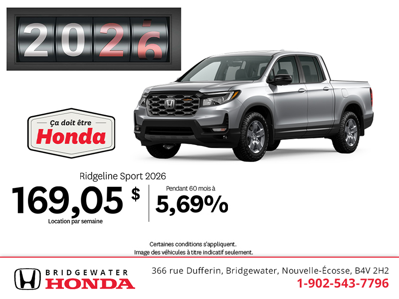 Obtenez la Honda Ridgeline 2026 !