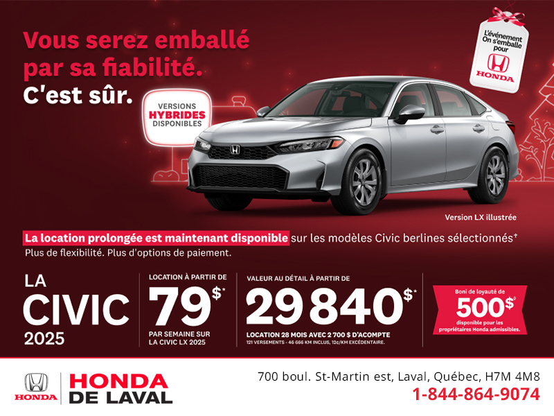 Obtenez le Honda Civic 2025 !