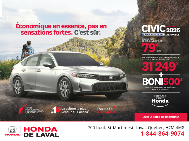 Obtenez le Honda Civic Sedan 2026 !