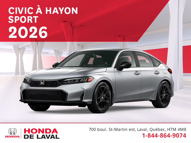 Obtenez le Honda Civic à Hayon 2026 !