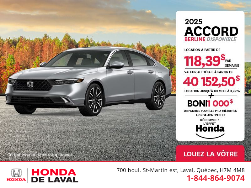 Obtenez la Honda Accord 2025 !
