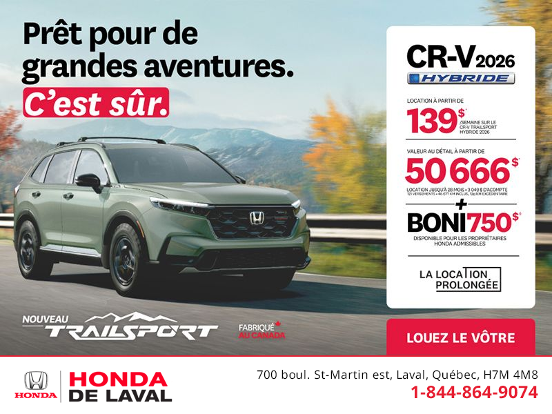 Obtenez le Honda CR-V Hybride 2026!