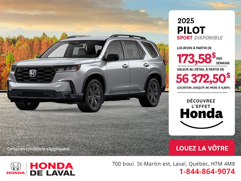 Obtenez le Honda Pilot 2025 !