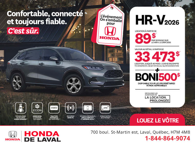 Obtenez le Honda HR-V 2026!