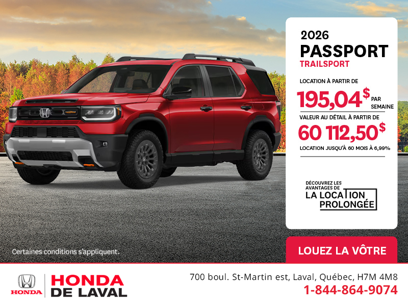 Obtenez le Honda Passport 2026 !