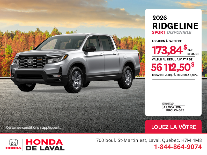 Obtenez le Honda Ridgeline 2025 !