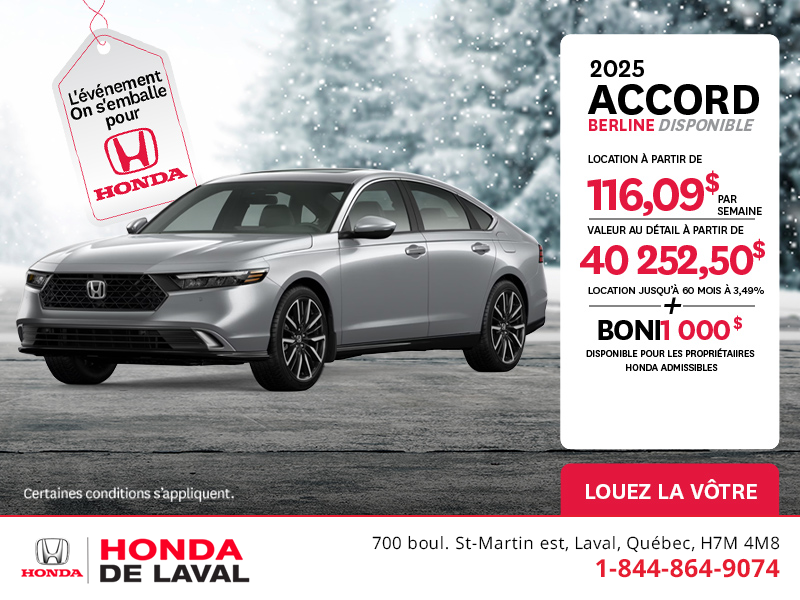Obtenez la Honda Accord 2025 !