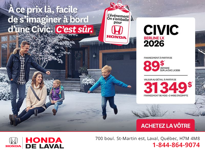 Obtenez le Honda Civic Berline 2026 !