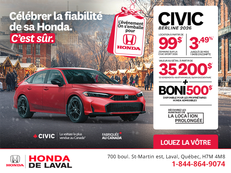 Obtenez le Honda Civic Sport 2026 !
