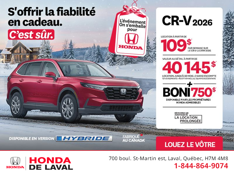 Obtenez le Honda CR-V 2026!