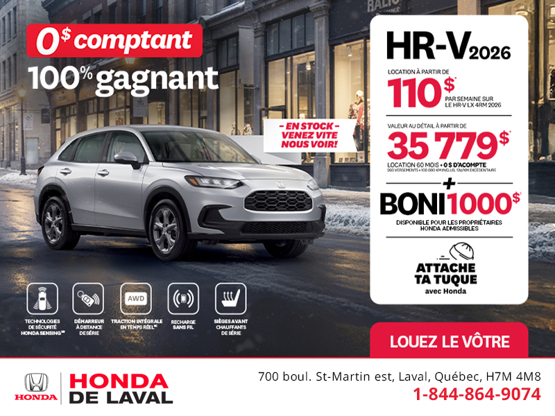 Obtenez le Honda HR-V 2026!