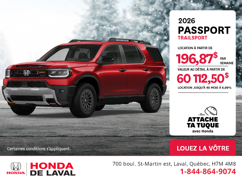 Obtenez le Honda Passport 2026 !