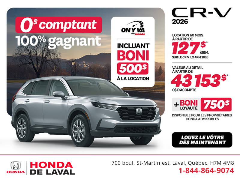 Obtenez le Honda CR-V 2026!
