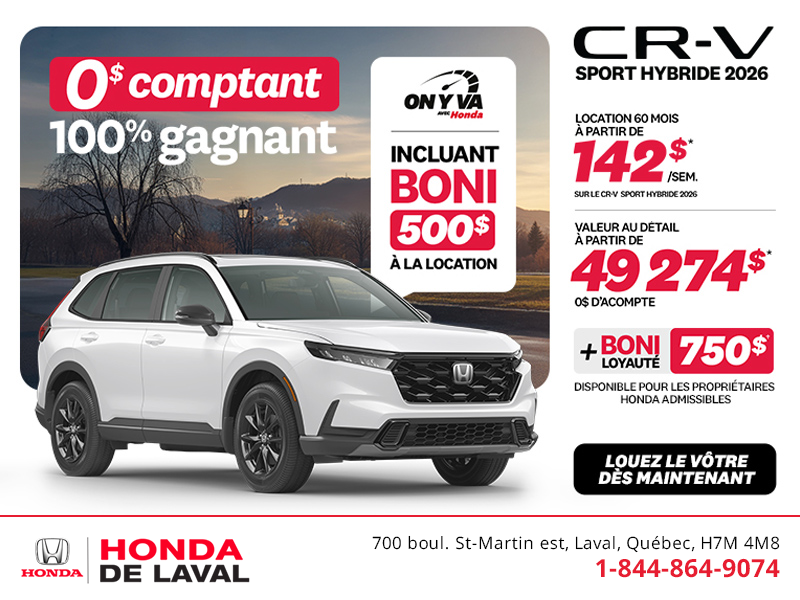 Obtenez le Honda CR-V Hybride 2026!