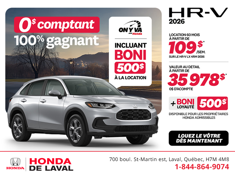 Obtenez le Honda HR-V 2026!