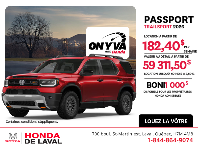 Obtenez le Honda Passport 2026 !
