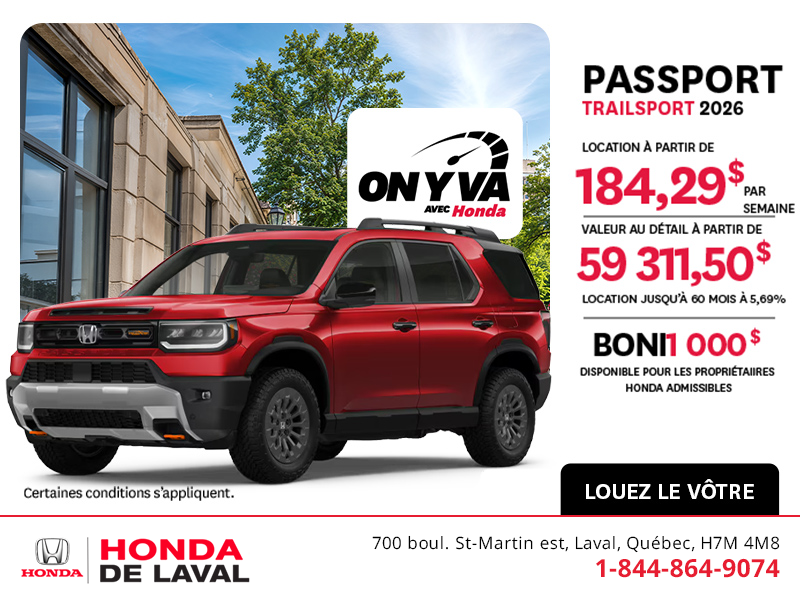 Obtenez la Honda Passport 2026 !