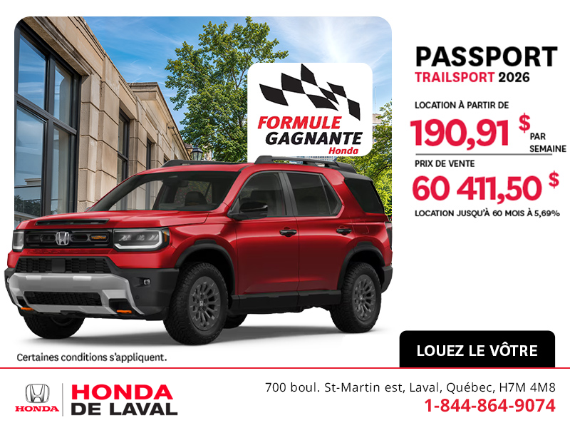 Obtenez la Honda Passport 2026 !