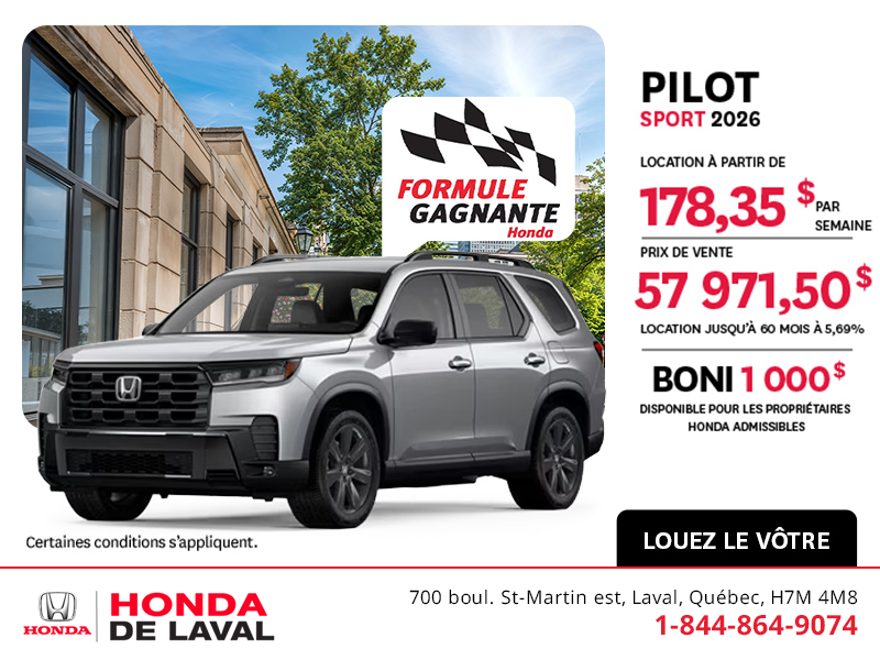 Obtenez la Honda Pilot 2026 !