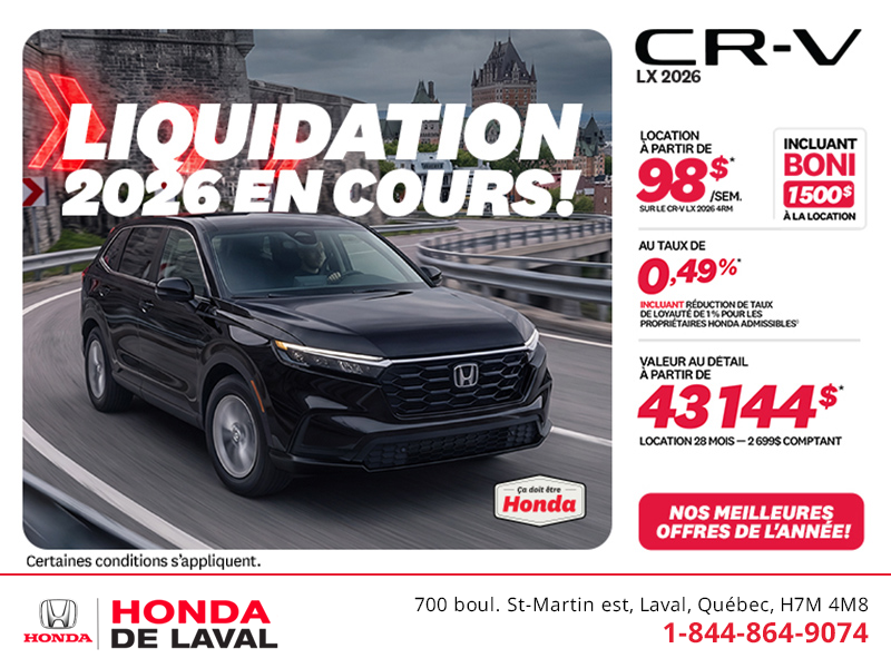 Obtenez la Honda CR-V 2026!