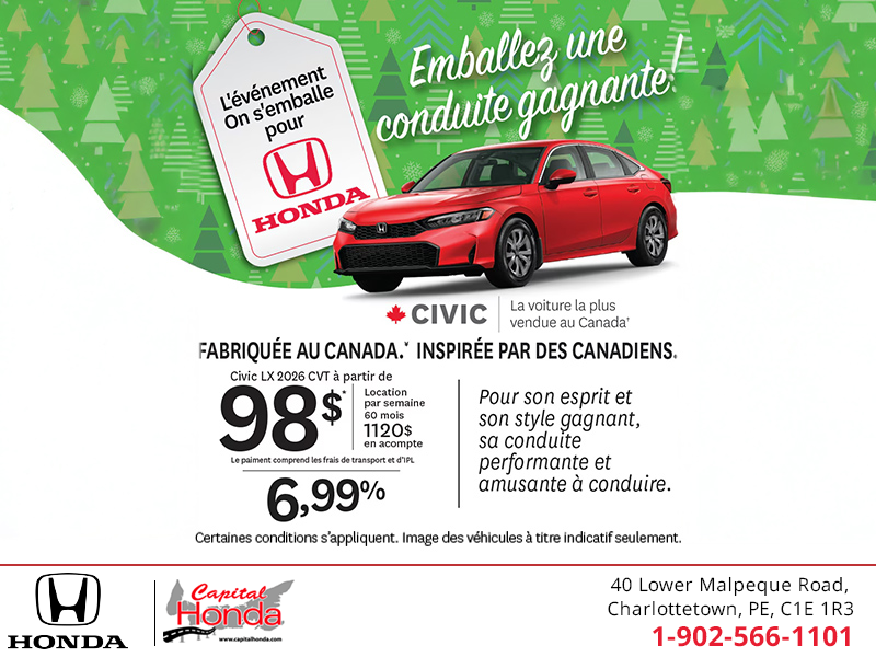 Obtenez la Honda Civic 2026!