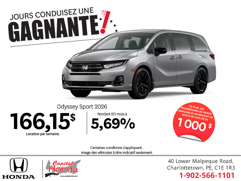 Obtenez le Honda Odyssey 2026 !