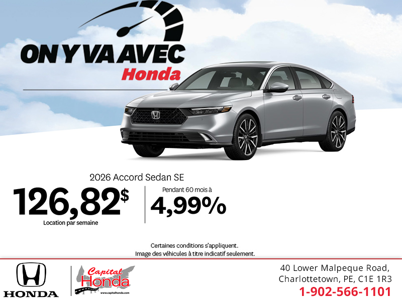 Obtenez la Honda Accord 2026 !