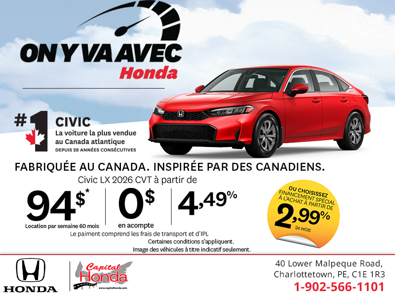 Obtenez la Honda Civic 2026!