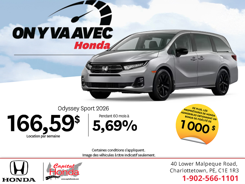 Obtenez la Honda Odyssey 2026 !