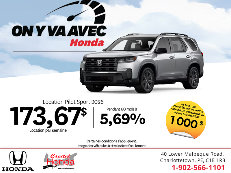 Obtenez le Honda Pilot 2026 !