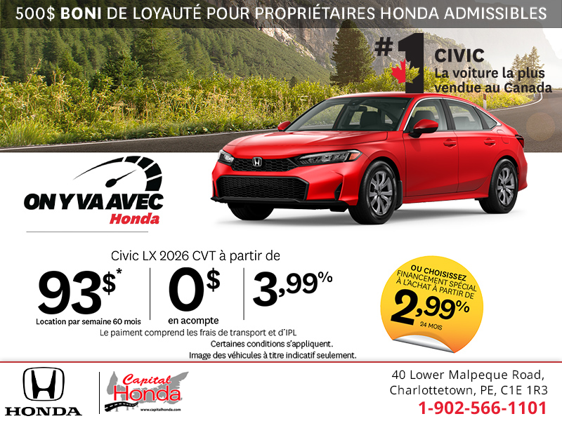 Obtenez la Honda Civic 2026!