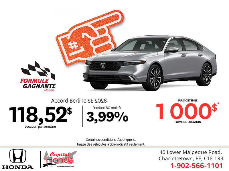 Obtenez la Honda Accord 2026 !