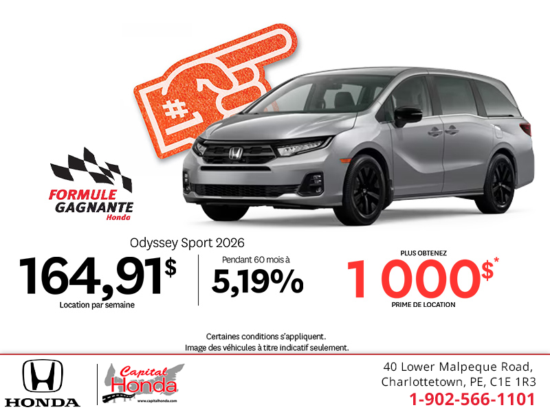 Obtenez la Honda Odyssey 2026 !