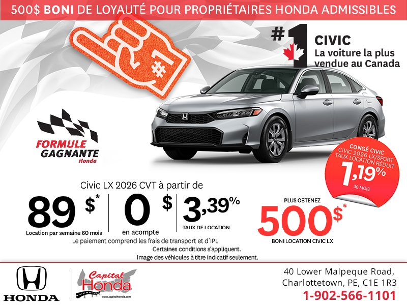 Obtenez la Honda Civic 2026!