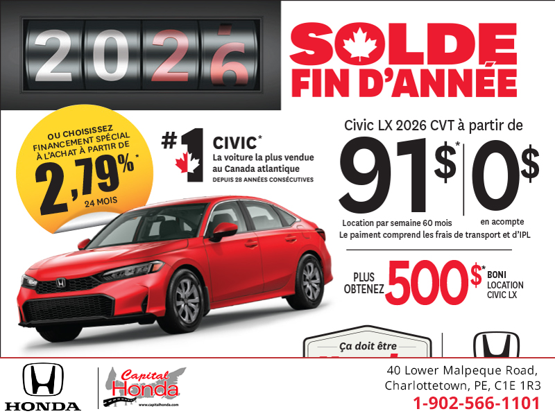 Obtenez la Honda Civic 2026!