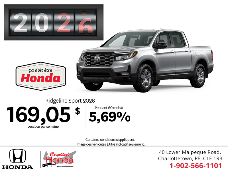 Obtenez la Honda Ridgeline 2026 !