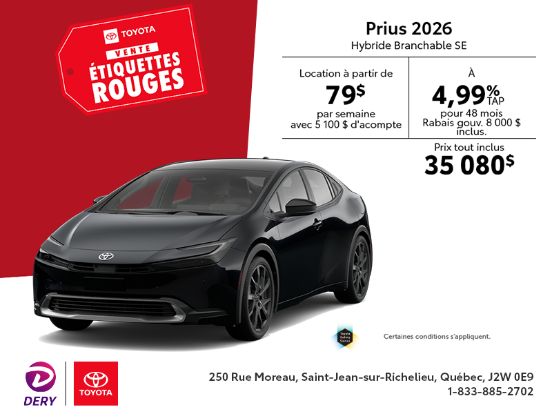 Toyota Prius Hybride Branchable SE 2026