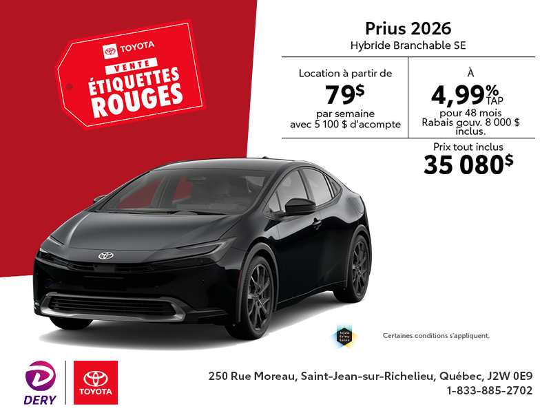 Toyota Prius Hybride Branchable SE 2026