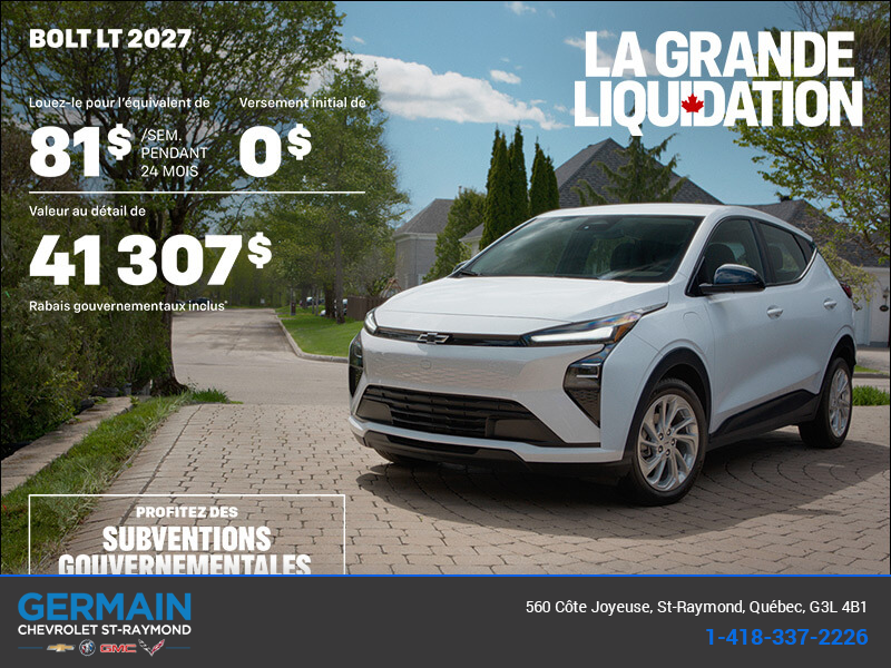Procurez-vous le Chevrolet Bolt LT 2027