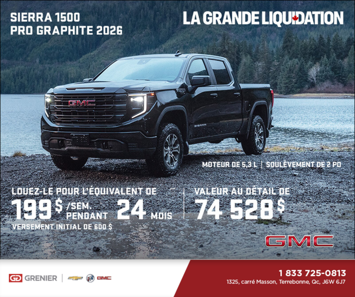 Le GMC Sierra 1500 Pro Graphite 2026 à cabine multiplace
