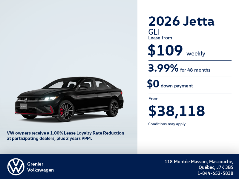 Get the 2026 Volkswagen Jetta GLI