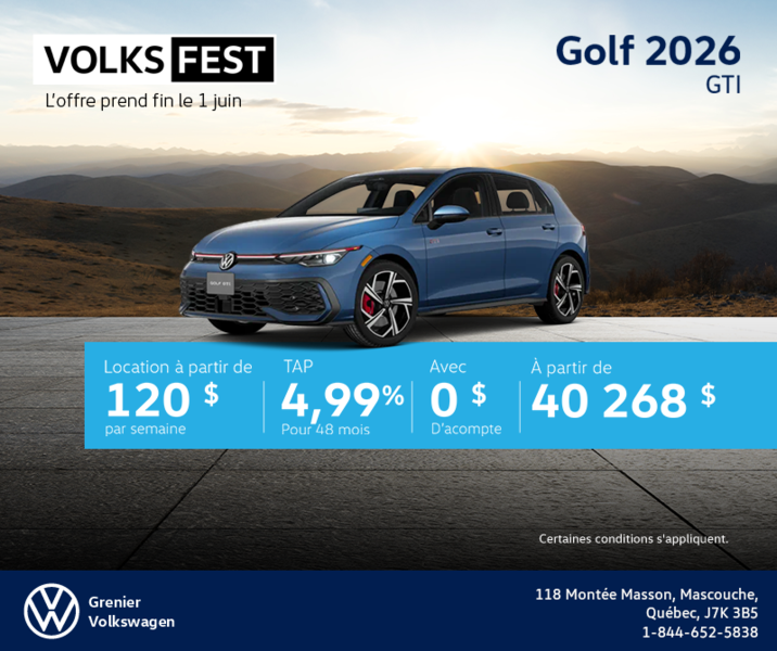 Procurez-vous la Volkswagen Golf Gti 2026