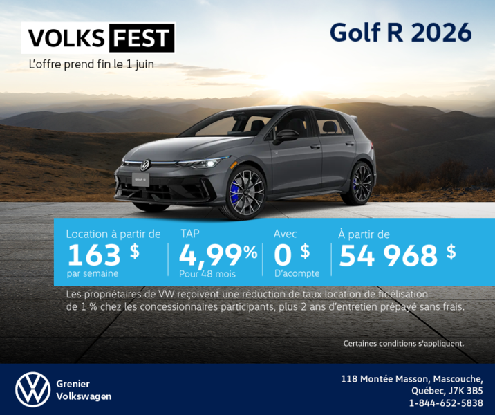 Procurez-vous la Volkswagen Golf R 2026