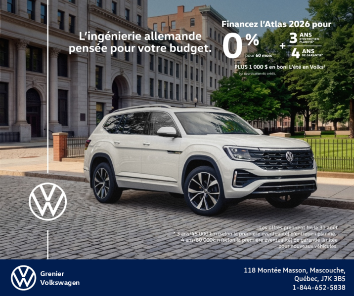 Procurez-vous le Volkswagen Atlas 2026